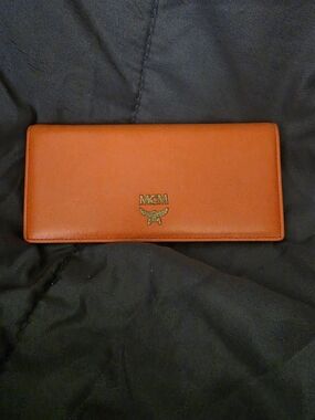 MCM Orange Leather Long Wallet